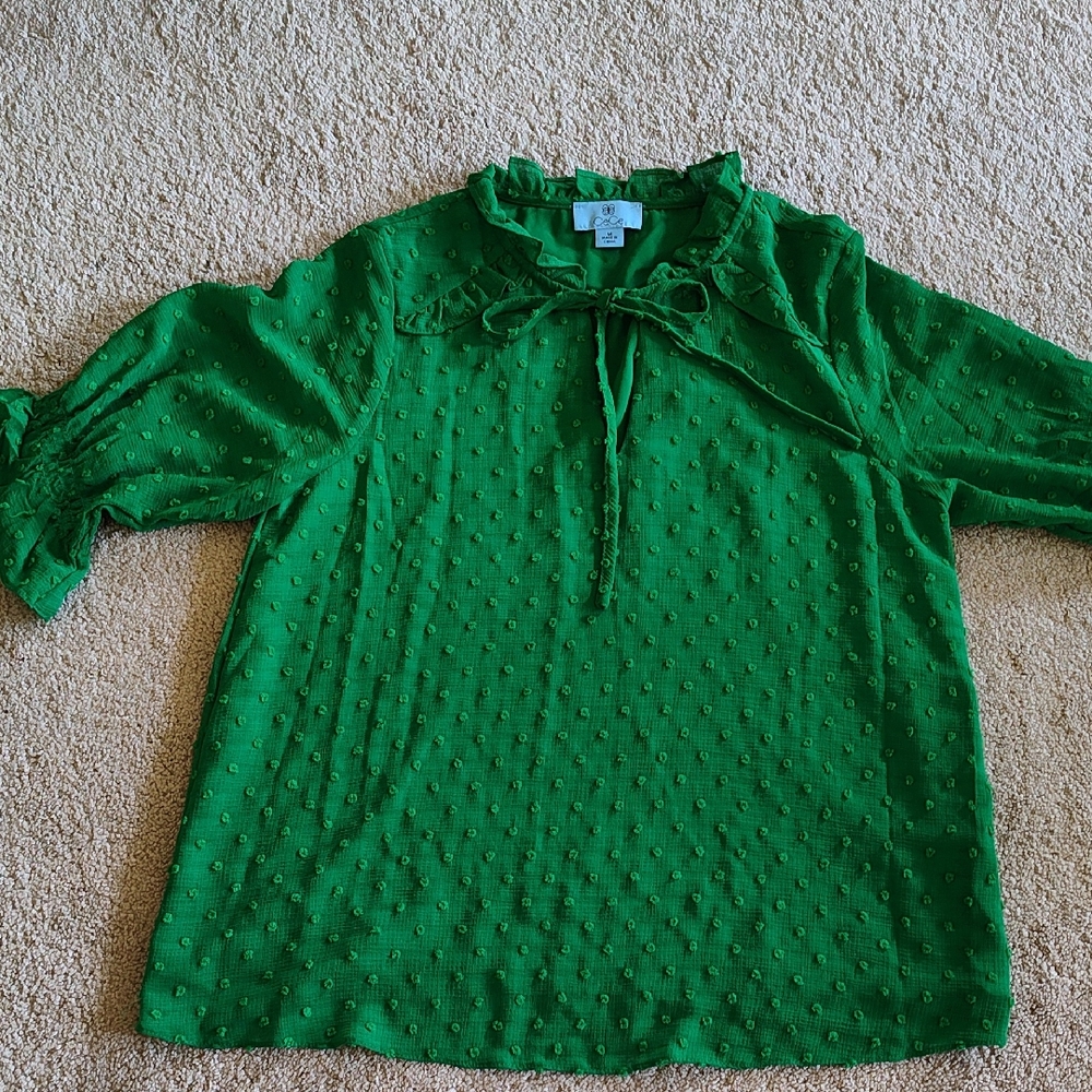 Green Kids Shirt with Ruffle Details